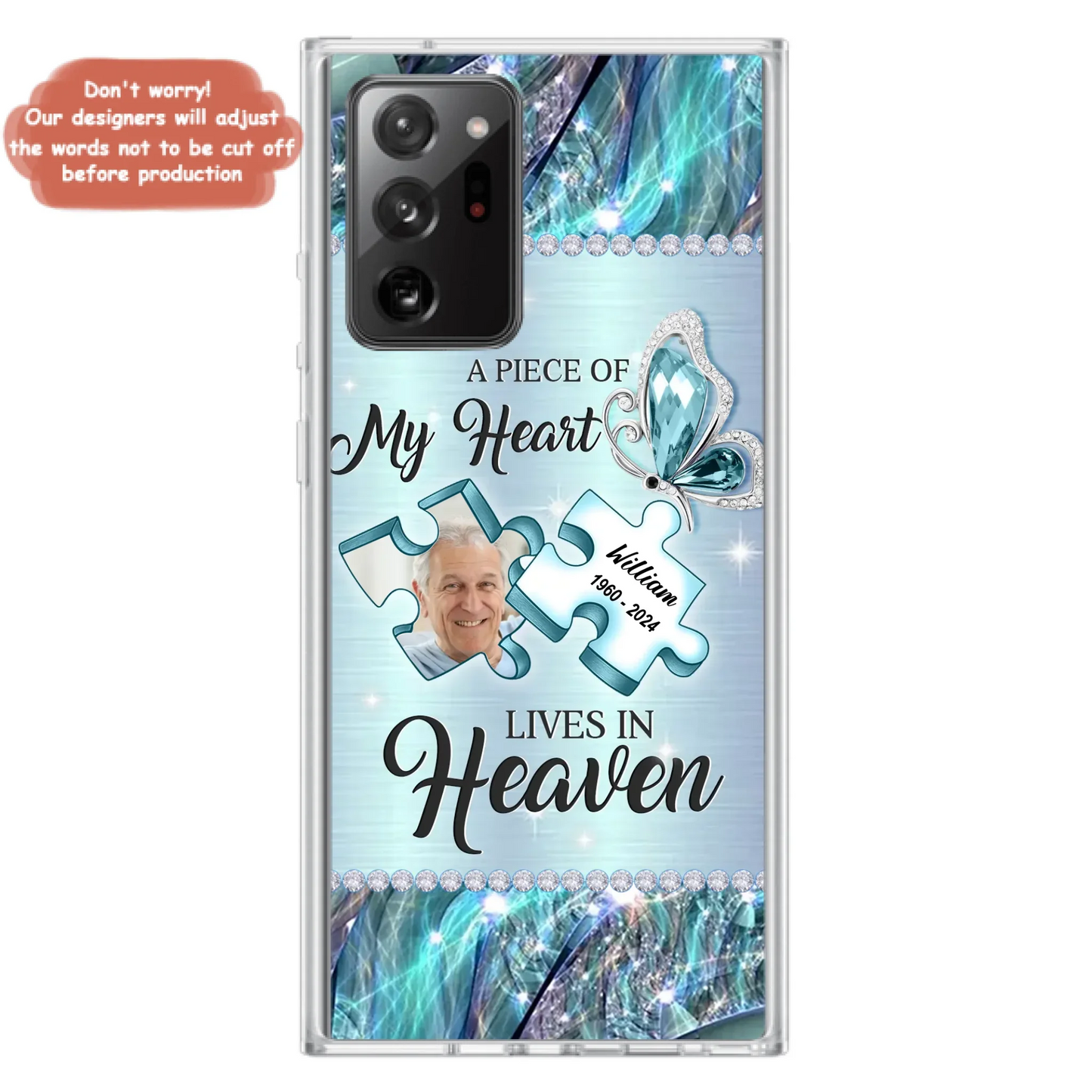 Custom Personalized Memorial Photo Phone Case - Memorial Gift Idea for Father's Day -  A Piece Of My Heart Lives In Heaven - Case for iPhone/Samsung