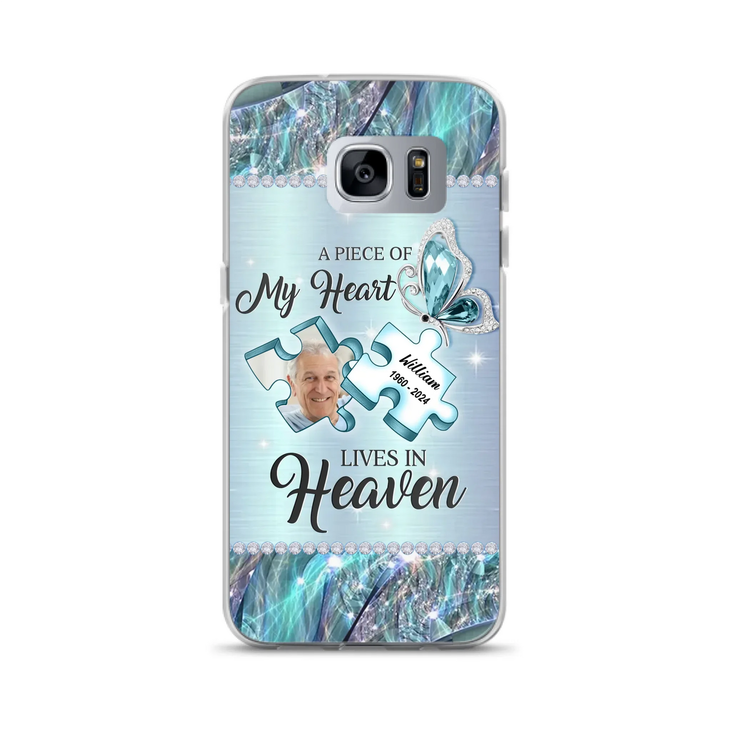 Custom Personalized Memorial Photo Phone Case - Memorial Gift Idea for Father's Day -  A Piece Of My Heart Lives In Heaven - Case for iPhone/Samsung