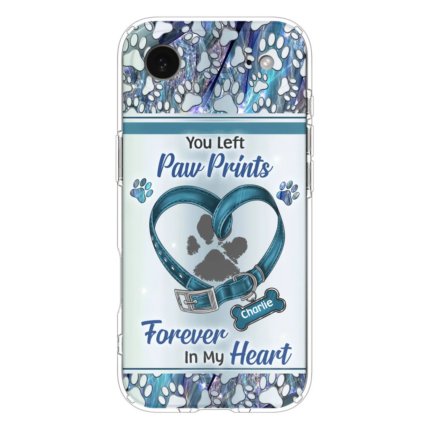 Custom Personalized Memorial Dog Collar Phone Case - Memorial Gift Idea For Dog Lover - You Left Paw Prints Forever In My Heart - Case for iPhone/ Samsung