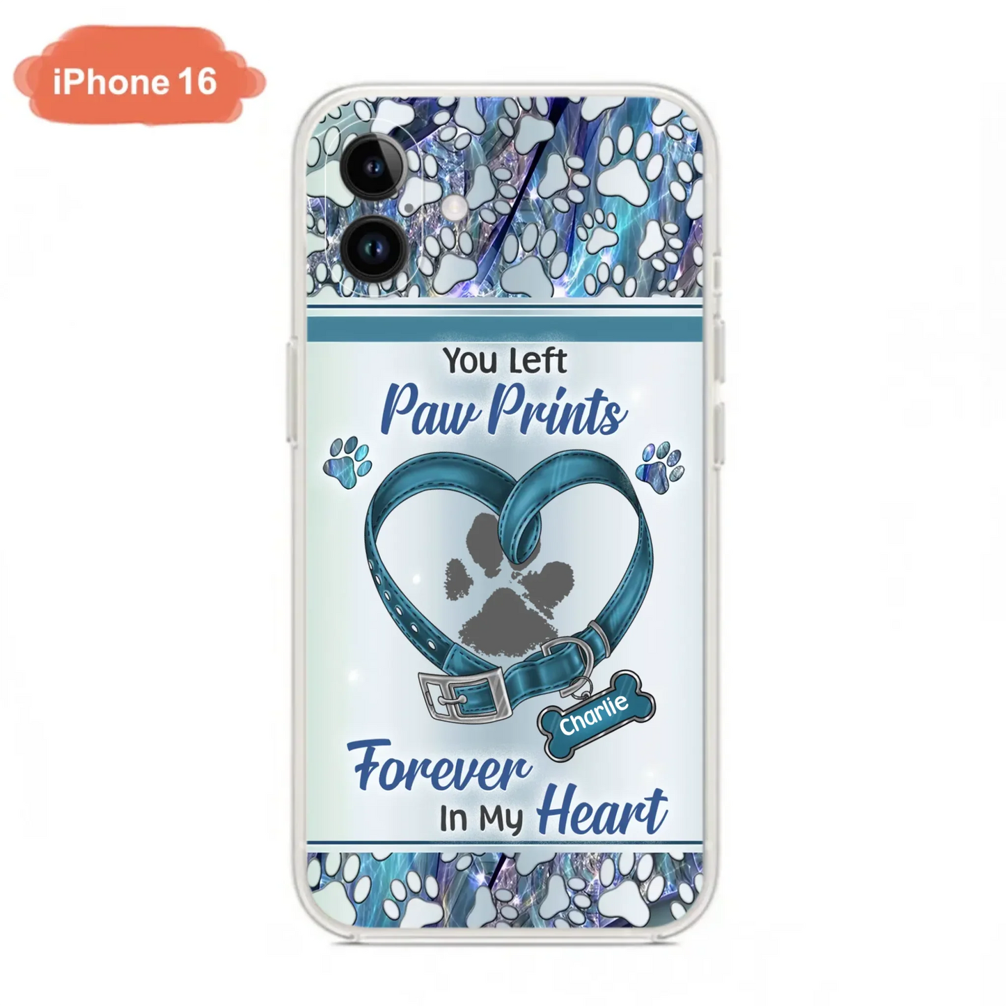 Custom Personalized Memorial Dog Collar Phone Case - Memorial Gift Idea For Dog Lover - You Left Paw Prints Forever In My Heart - Case for iPhone/ Samsung