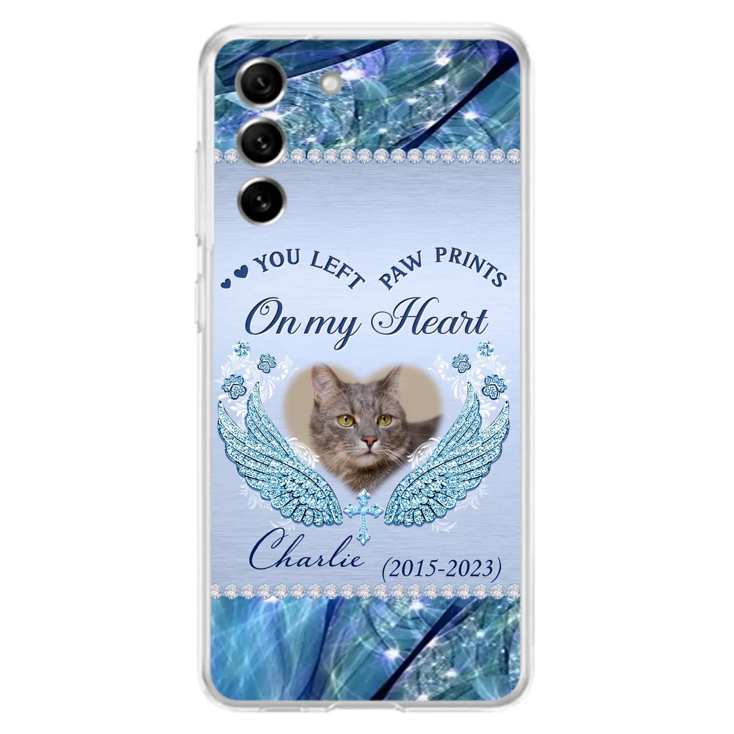 Custom Personalized Memorial Phone Case - Upload Photo - Memorial Gift Idea For Dog/ Cat Lover - You Left Paw Prints On My Heart - Case for iPhone/Samsung