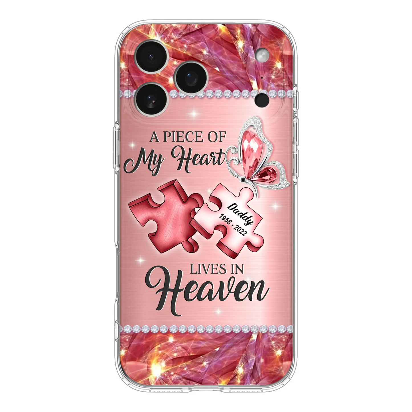 Custom Personalized Memorial Phone Case - Memorial Gift Idea for Father's Day -  A Piece Of My Heart Lives In Heaven - Case for iPhone/Samsung