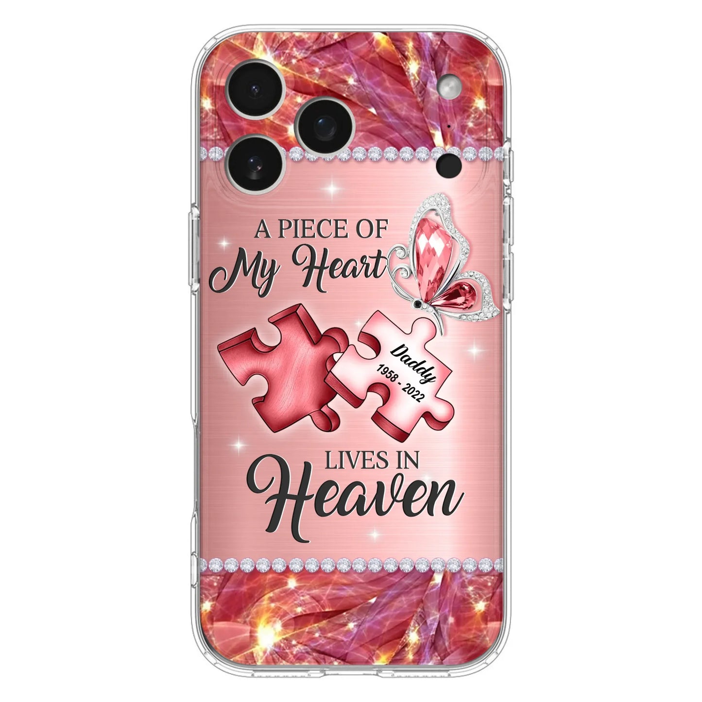 Custom Personalized Memorial Phone Case - Memorial Gift Idea for Father's Day -  A Piece Of My Heart Lives In Heaven - Case for iPhone/Samsung