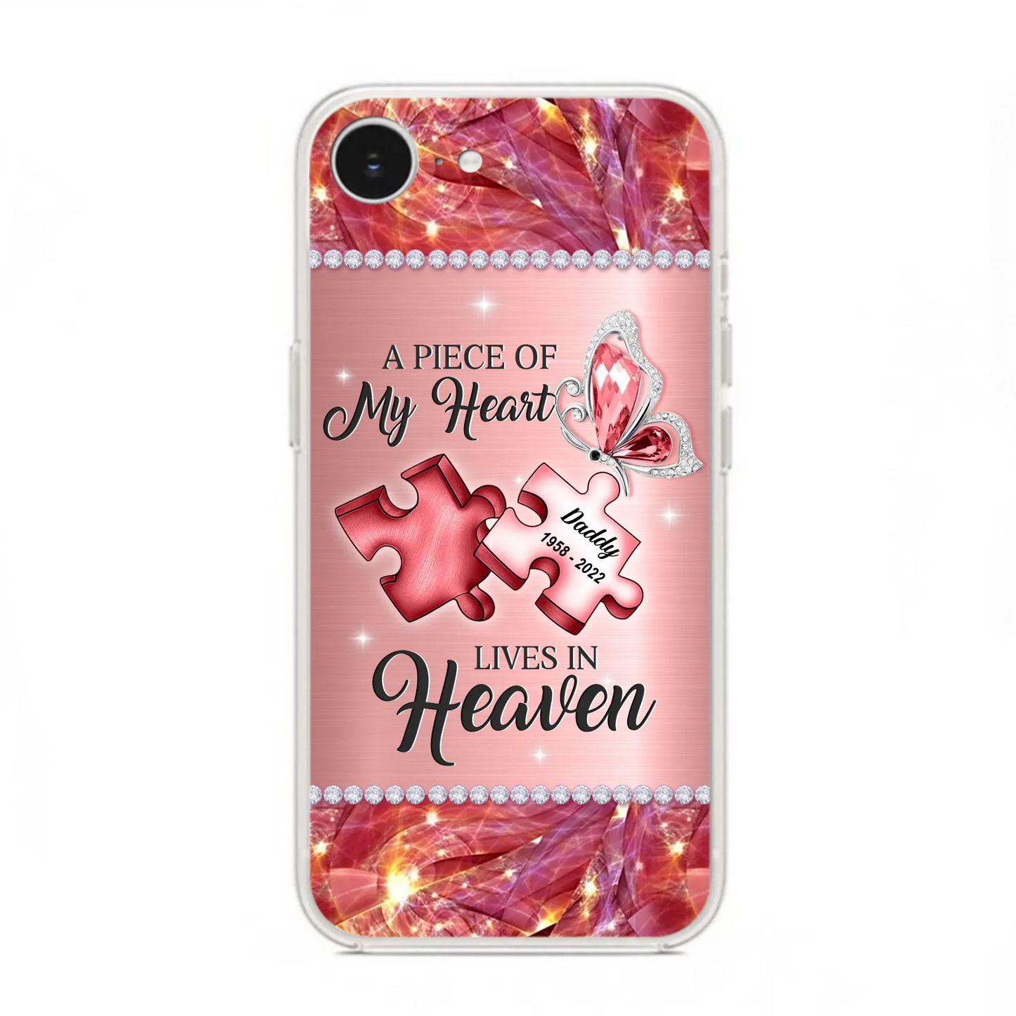 Custom Personalized Memorial Phone Case - Memorial Gift Idea for Father's Day -  A Piece Of My Heart Lives In Heaven - Case for iPhone/Samsung