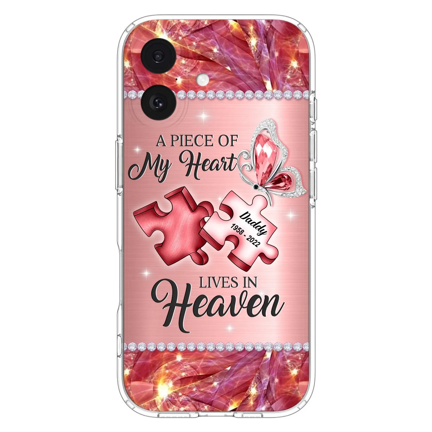 Custom Personalized Memorial Phone Case - Memorial Gift Idea for Father's Day -  A Piece Of My Heart Lives In Heaven - Case for iPhone/Samsung