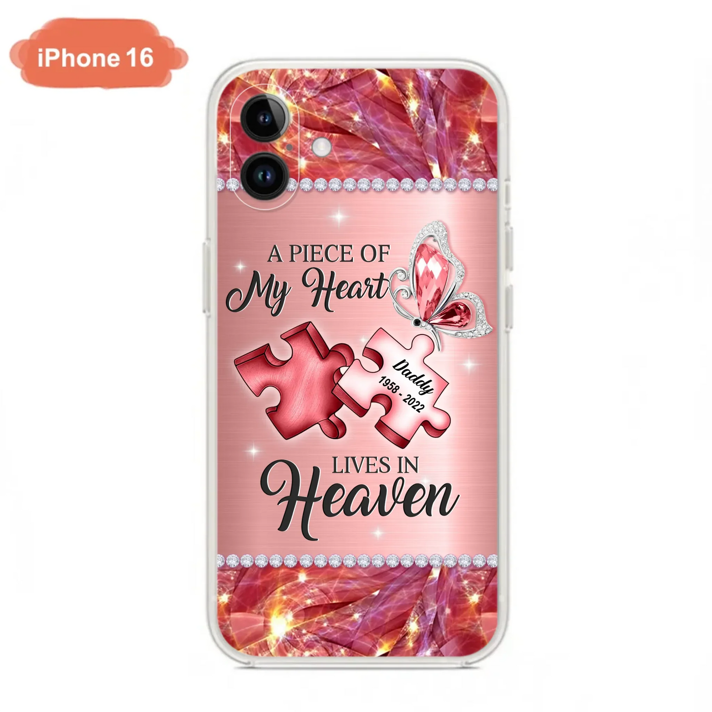 Custom Personalized Memorial Phone Case - Memorial Gift Idea for Father's Day -  A Piece Of My Heart Lives In Heaven - Case for iPhone/Samsung
