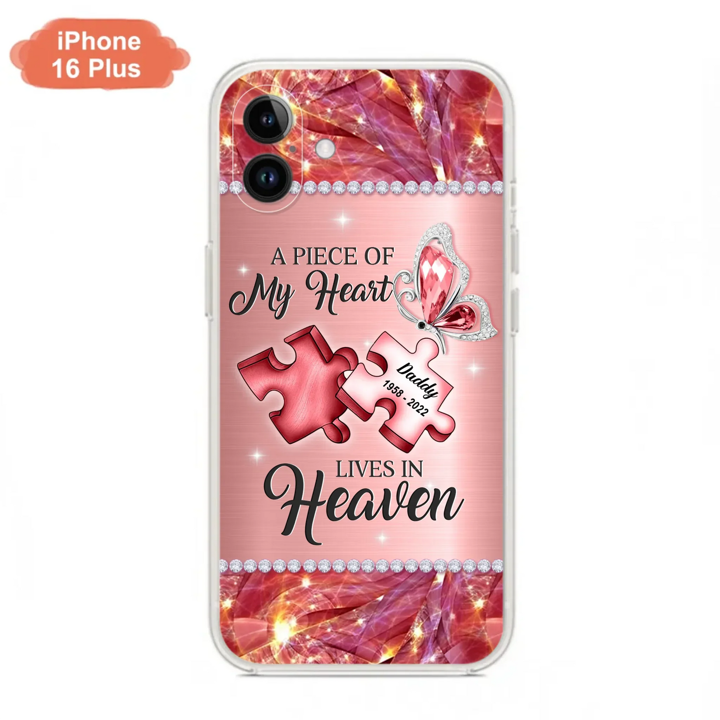 Custom Personalized Memorial Phone Case - Memorial Gift Idea for Father's Day -  A Piece Of My Heart Lives In Heaven - Case for iPhone/Samsung