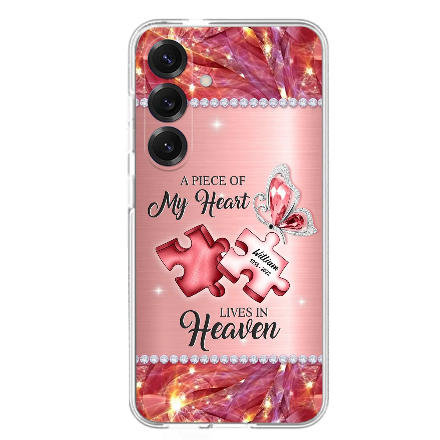 Custom Personalized Memorial Phone Case - Memorial Gift Idea for Father's Day -  A Piece Of My Heart Lives In Heaven - Case for iPhone/Samsung