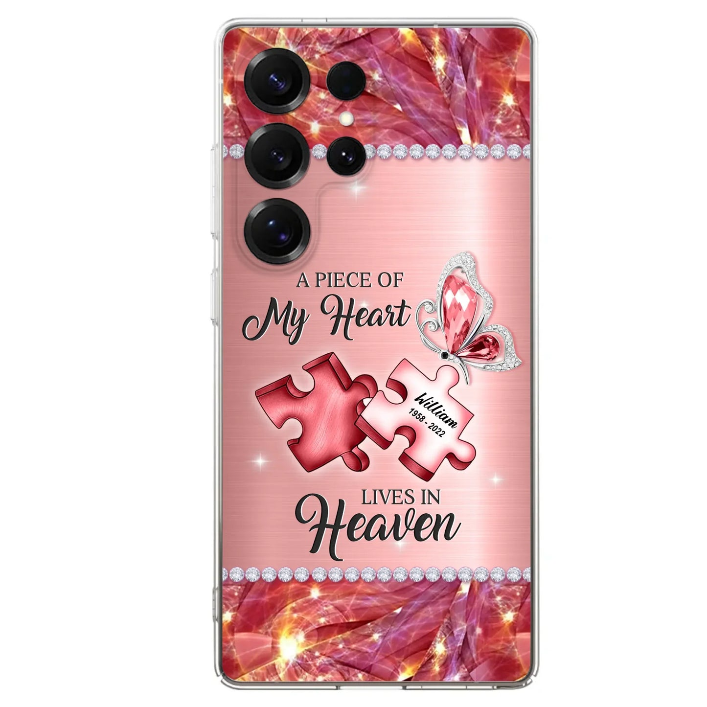 Custom Personalized Memorial Phone Case - Memorial Gift Idea for Father's Day -  A Piece Of My Heart Lives In Heaven - Case for iPhone/Samsung
