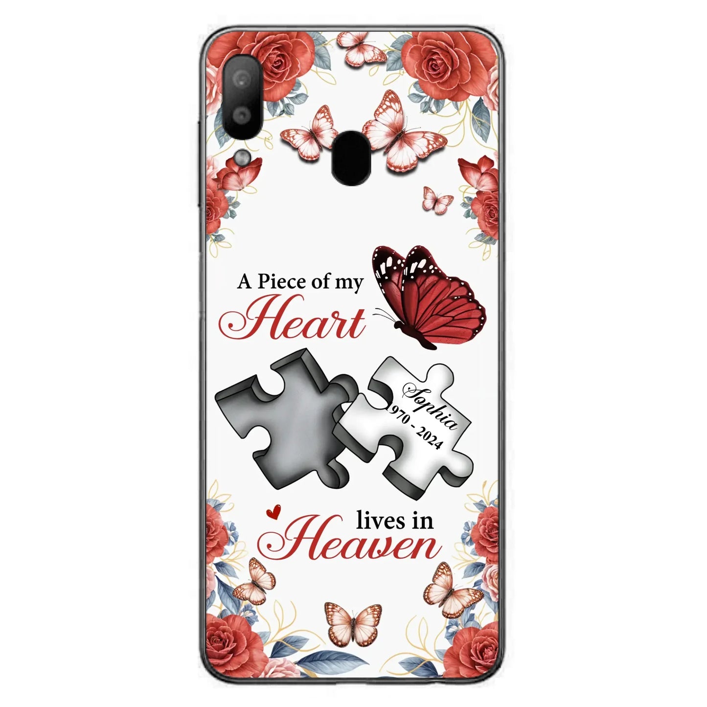 Custom Personalized Memorial Phone Case - Memorial Gift Idea - A Piece Of My Heart Lives In Heaven - Case for iPhone/Samsung