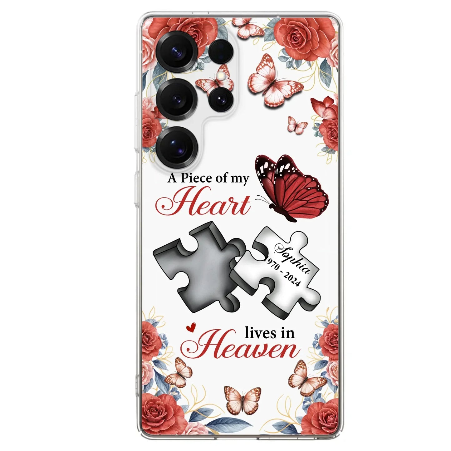 Custom Personalized Memorial Phone Case - Memorial Gift Idea - A Piece Of My Heart Lives In Heaven - Case for iPhone/Samsung