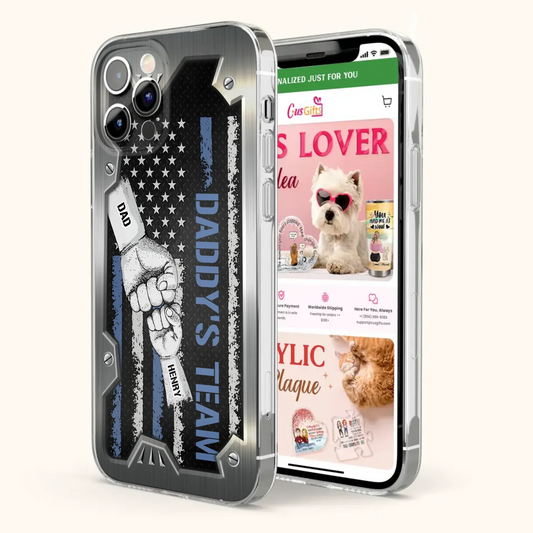 Custom Personalized Daddy's Team Phone Case - Father's Day Gift Idea For Dad/ Grandpa - Case for iPhone/ Samsung