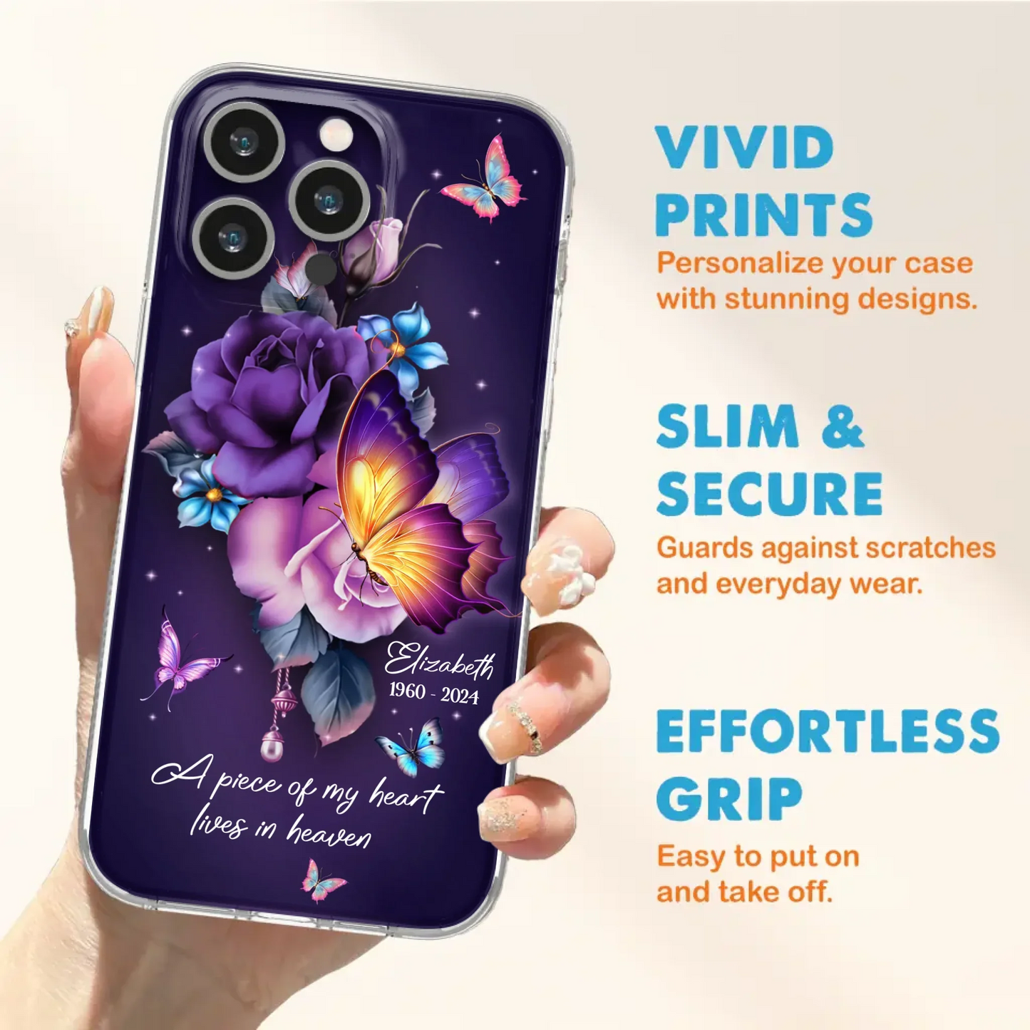 Custom Personalized Butterfly Memorial Phone Case - Memorial Gift Idea - Case for iPhone/Samsung