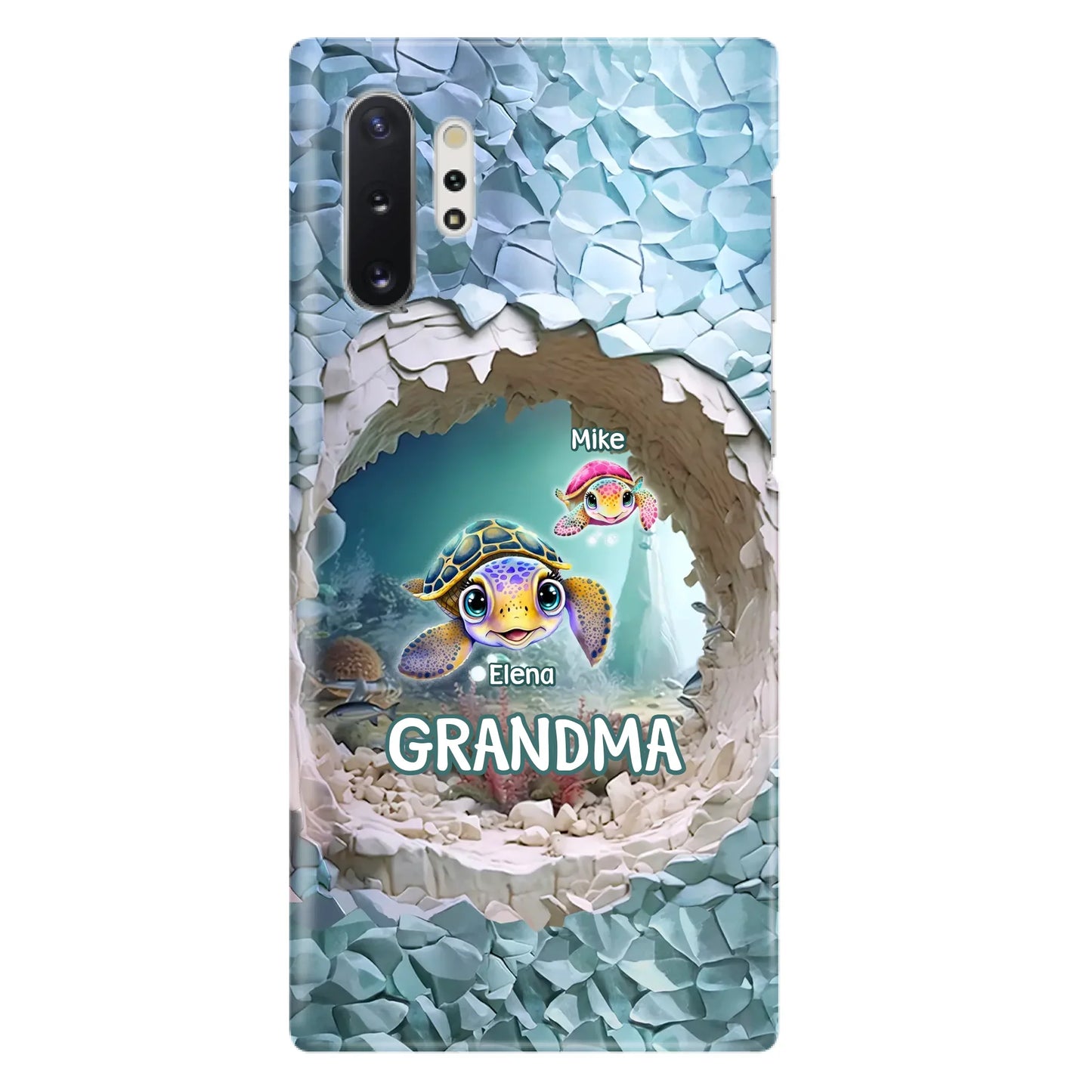 Custom Personalized Turtle Phone Case - Upto 10 Kids - Mother's Day Gift Idea For Grandma - Case for iPhone/Samsung