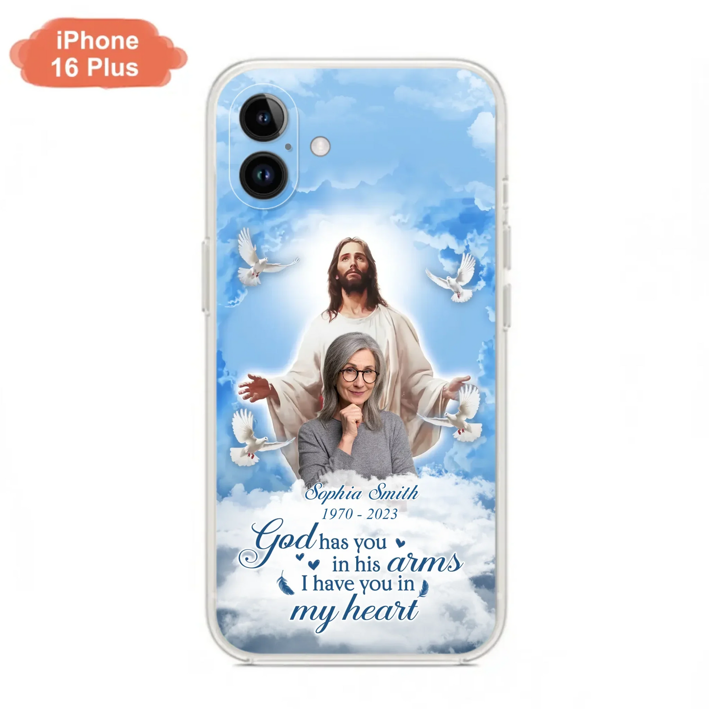 Custom Personalized Memorial Photo Phone Case - Memorial Gift Idea for Mother's Day/Father's Day - God Has You In His Arms I Have You In My Heart - Case for iPhone/Samsung