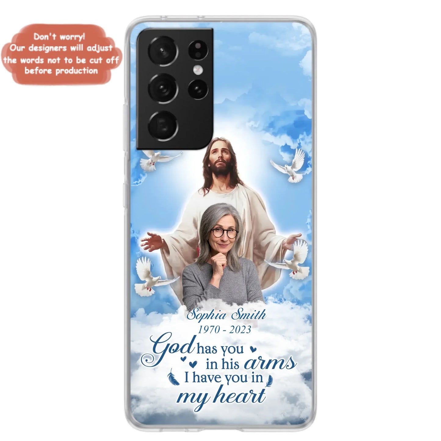 Custom Personalized Memorial Photo Phone Case - Memorial Gift Idea for Mother's Day/Father's Day - God Has You In His Arms I Have You In My Heart - Case for iPhone/Samsung