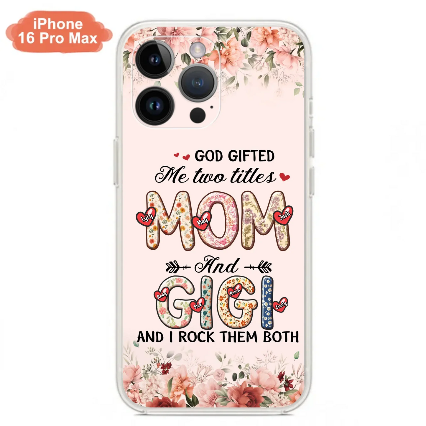 Custom Personalized Grandma Phone Case - Upto 7 Kids & 7 Grandkids - Mother's Day Gift Idea for Grandma/Mom - God Gifted Me Two Titles - Case for iPhone/Samsung