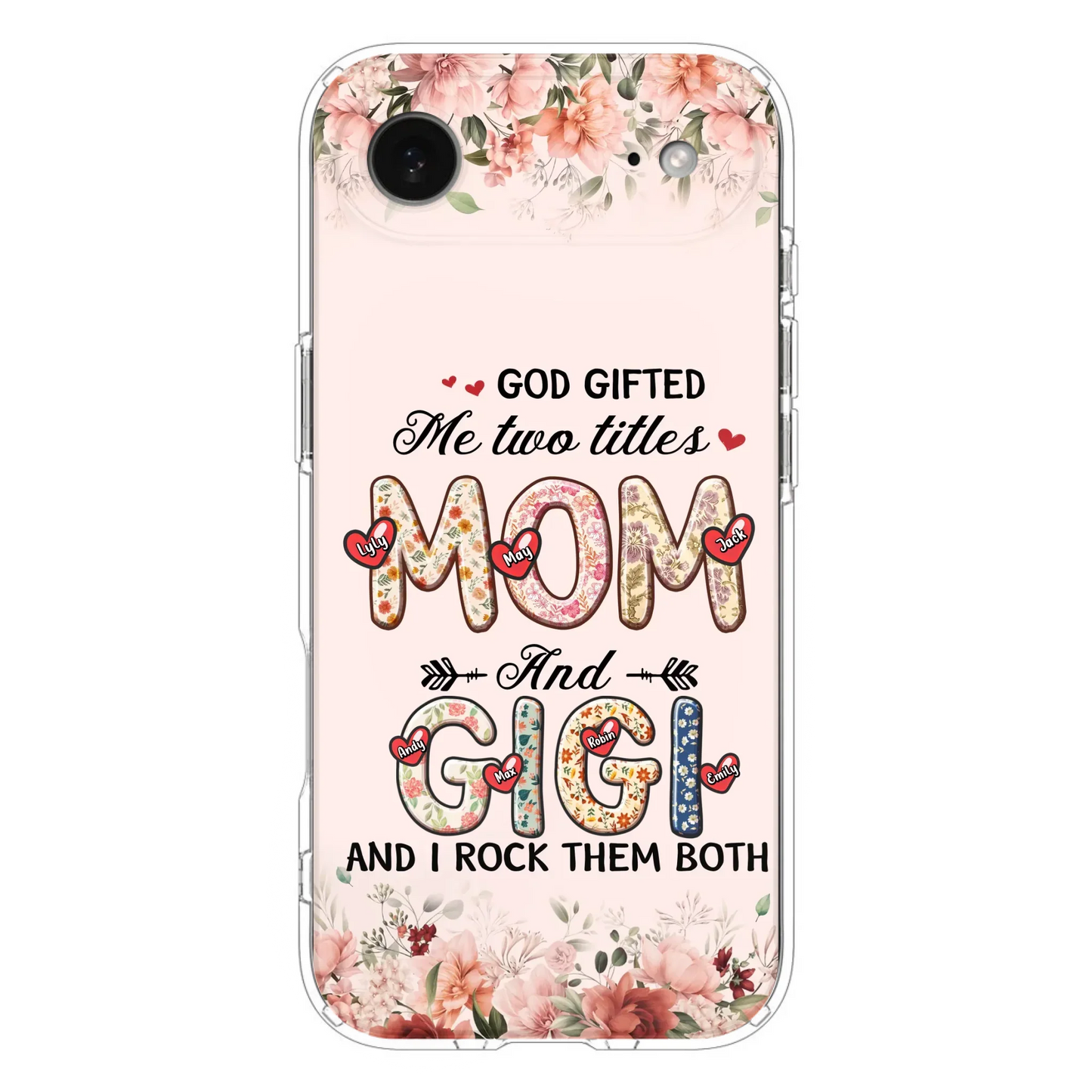 Custom Personalized Grandma Phone Case - Upto 7 Kids & 7 Grandkids - Mother's Day Gift Idea for Grandma/Mom - God Gifted Me Two Titles - Case for iPhone/Samsung