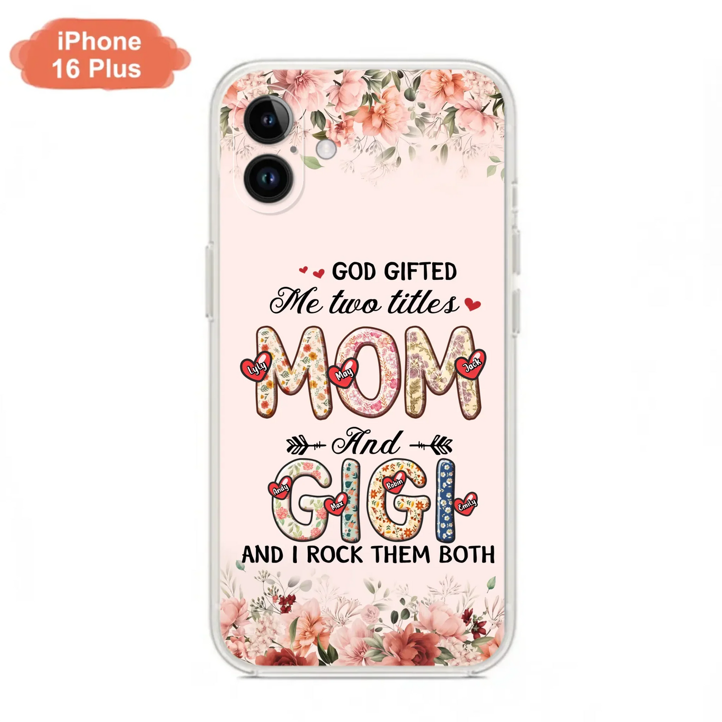 Custom Personalized Grandma Phone Case - Upto 7 Kids & 7 Grandkids - Mother's Day Gift Idea for Grandma/Mom - God Gifted Me Two Titles - Case for iPhone/Samsung