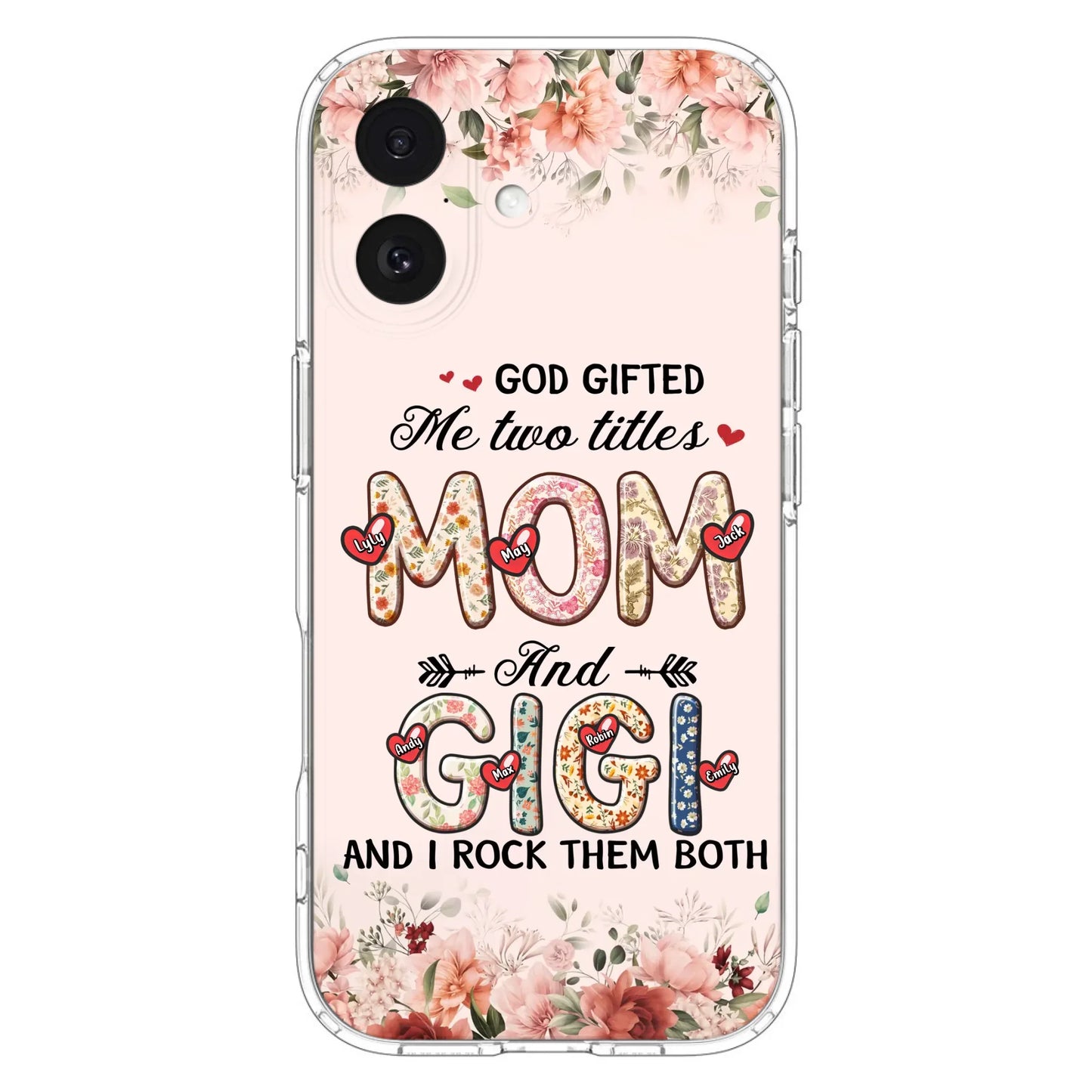 Custom Personalized Grandma Phone Case - Upto 7 Kids & 7 Grandkids - Mother's Day Gift Idea for Grandma/Mom - God Gifted Me Two Titles - Case for iPhone/Samsung