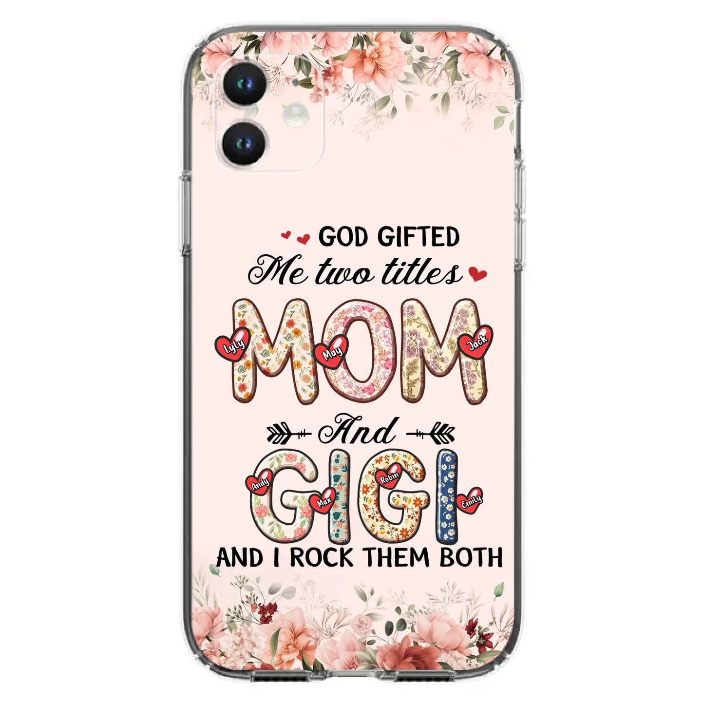 Custom Personalized Grandma Phone Case - Upto 7 Kids & 7 Grandkids - Mother's Day Gift Idea for Grandma/Mom - God Gifted Me Two Titles - Case for iPhone/Samsung