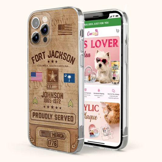 Custom Personalized Veteran Phone Case - Gift For Veteran - Birthday/ Father's Day Gift - Proudly Served - Case For iPhone And Samsung