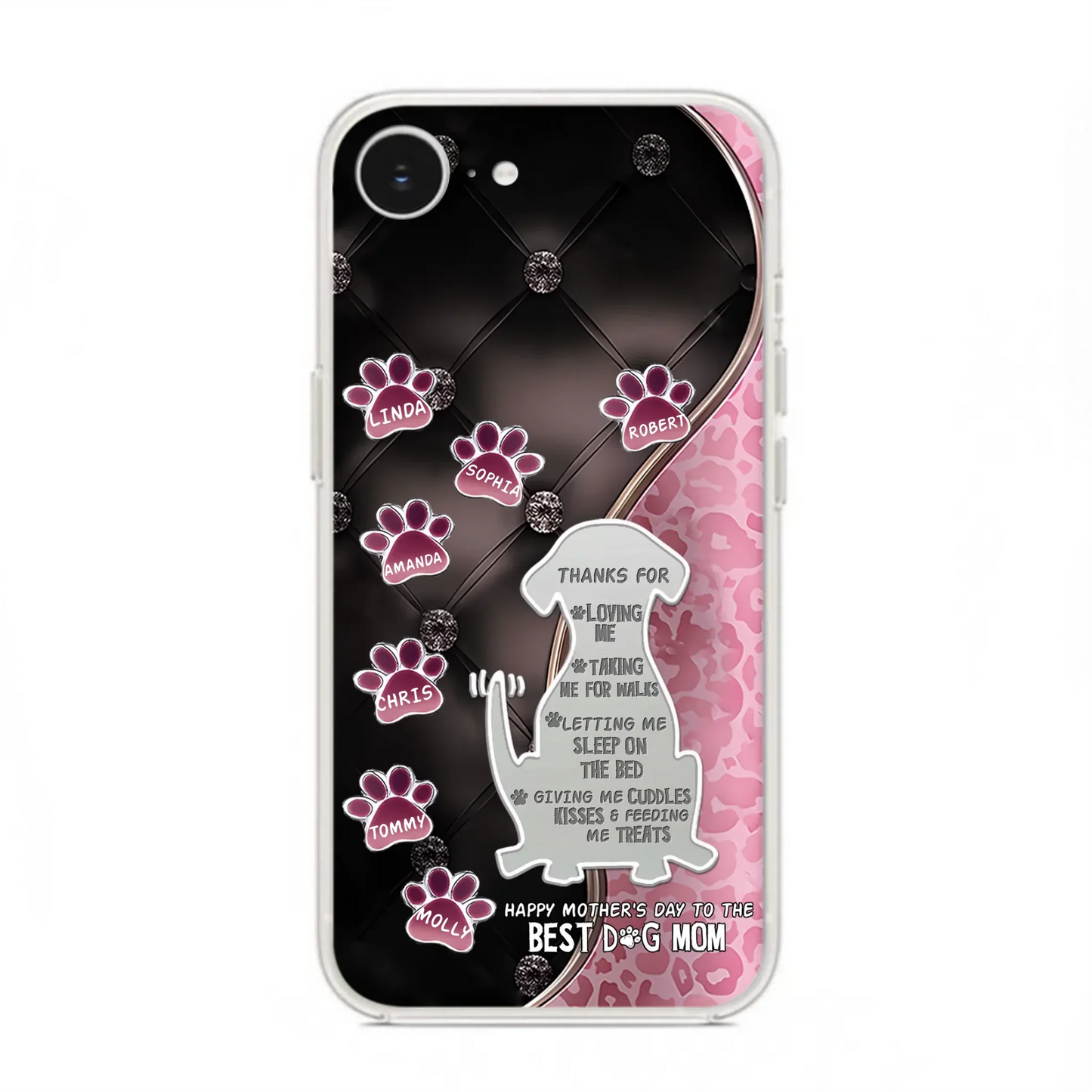 Custom Personalized Memorial Dog Mom Phone Case - Memorial Gift Idea For Dog Lover - Upto 7 Dogs - Thanks For Loving Me - Case For iPhone/Samsung