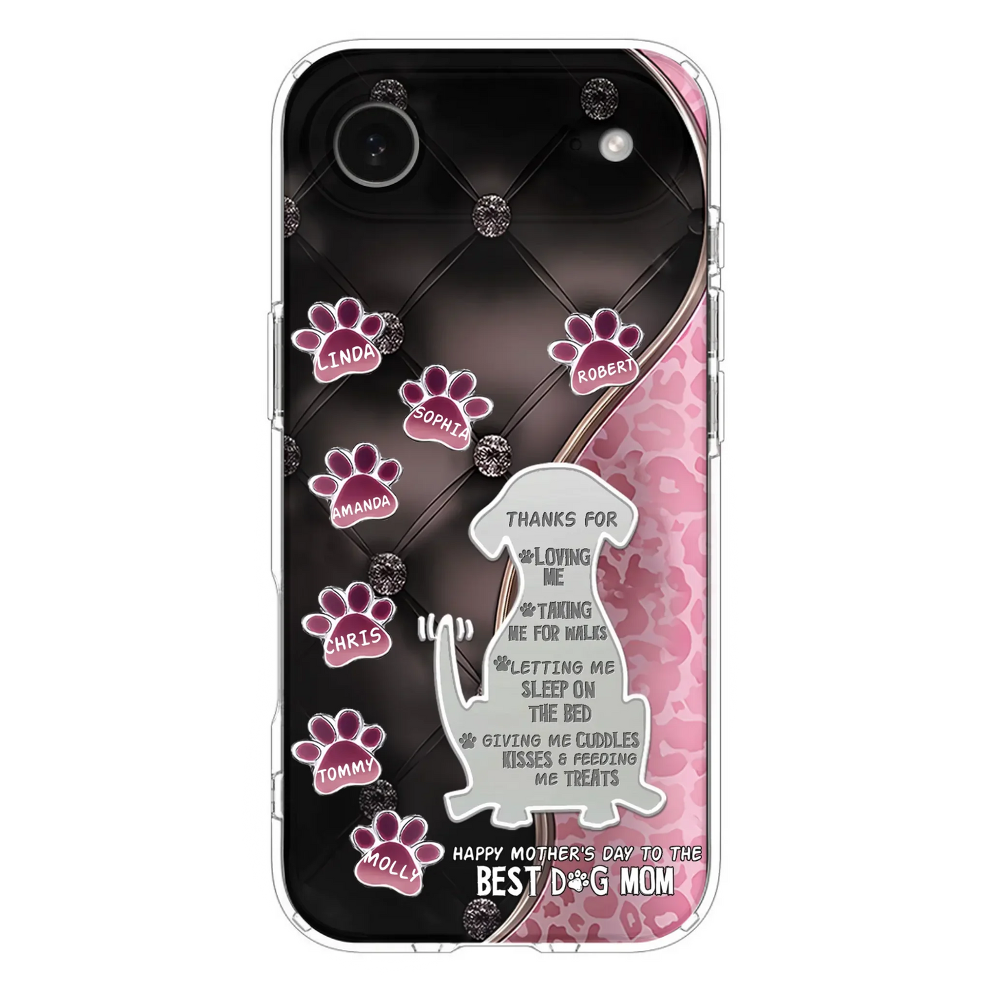 Custom Personalized Memorial Dog Mom Phone Case - Memorial Gift Idea For Dog Lover - Upto 7 Dogs - Thanks For Loving Me - Case For iPhone/Samsung