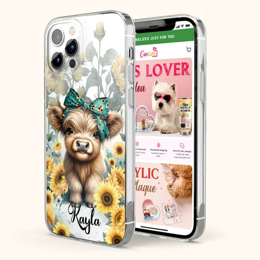 Teal Highland Cow Phone Case - Gift Idea For Grandma/Birthday -  Case For iPhone/Samsung
