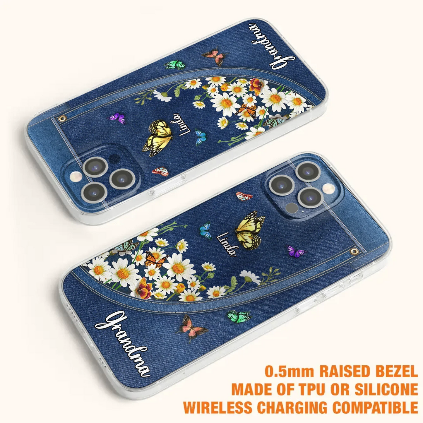 Custom Personalized Daisy And Butterfly Grandma Phone Case - Gift Idea For Grandma - Upto 10 Kids - Case For iPhone/Samsung