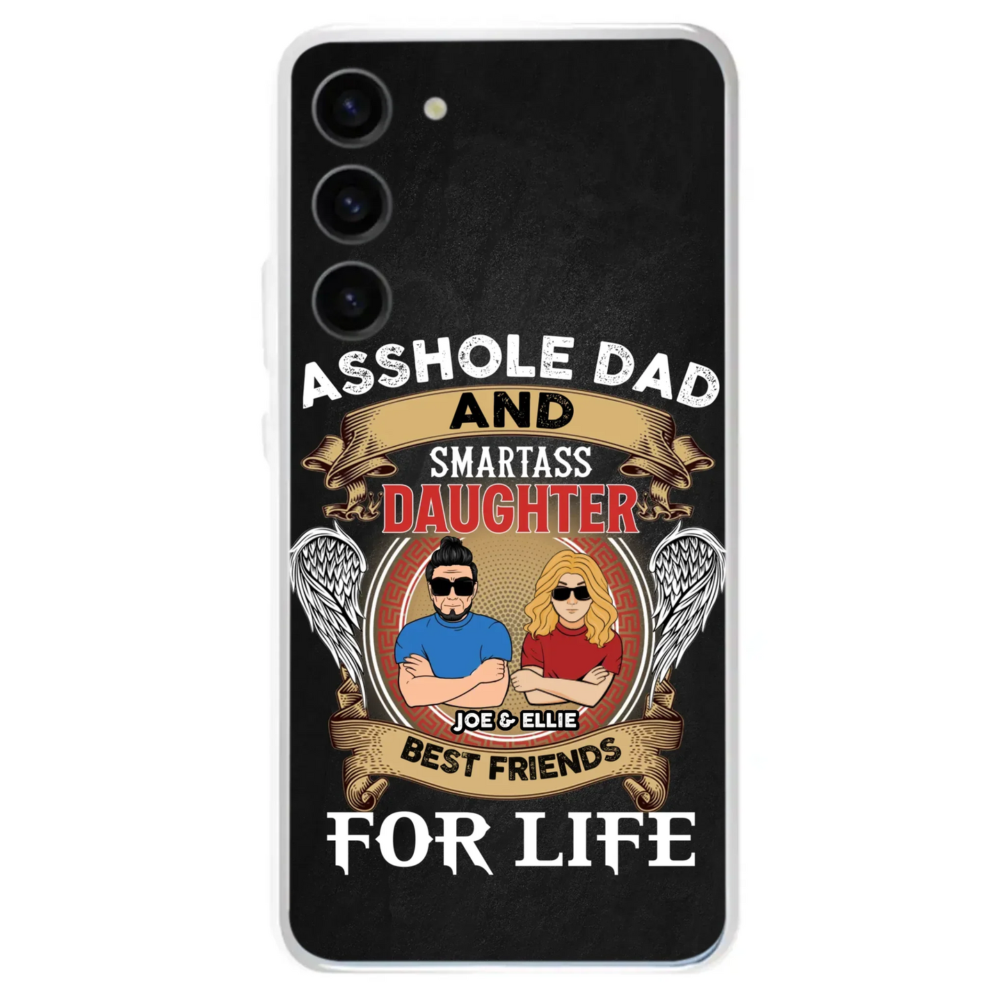 Personalized Dad/Mom And Daughter/Son Phone Case - Gift Idea For Father's Day/Mother's Day From Daughter/Son - Asshole Dad And Smartass Daughter  - Cases For Samsung/iPhone