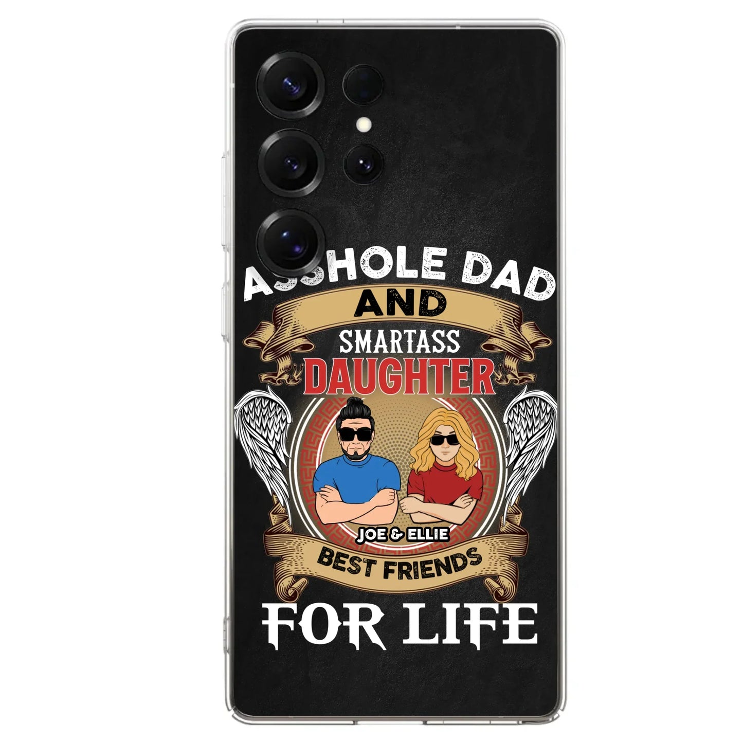 Personalized Dad/Mom And Daughter/Son Phone Case - Gift Idea For Father's Day/Mother's Day From Daughter/Son - Asshole Dad And Smartass Daughter  - Cases For Samsung/iPhone