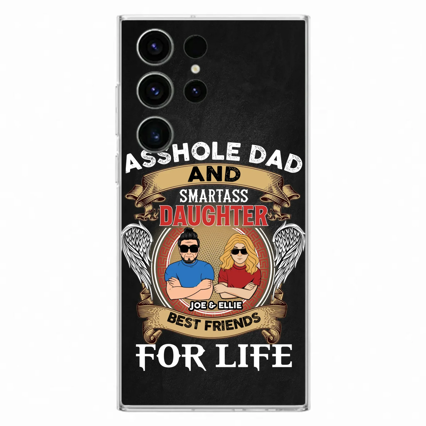 Personalized Dad/Mom And Daughter/Son Phone Case - Gift Idea For Father's Day/Mother's Day From Daughter/Son - Asshole Dad And Smartass Daughter  - Cases For Samsung/iPhone