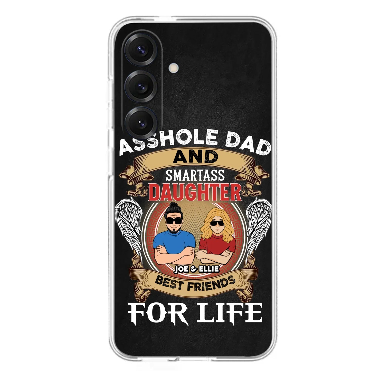 Personalized Dad/Mom And Daughter/Son Phone Case - Gift Idea For Father's Day/Mother's Day From Daughter/Son - Asshole Dad And Smartass Daughter  - Cases For Samsung/iPhone