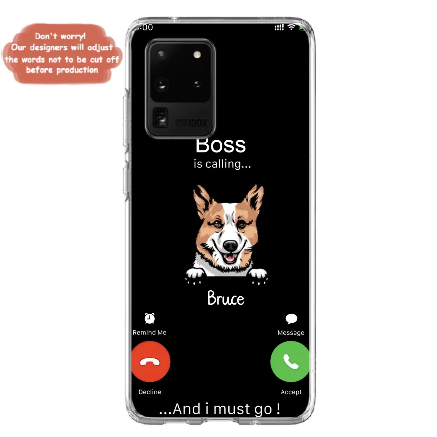 Custom Personalized Dog Phone Case - Gift Idea For Dog Lover/Mother's Day/Father's Day - Upto 5 Dogs - Boss Is Calling And I Must Go - Case For iPhone/Samsung