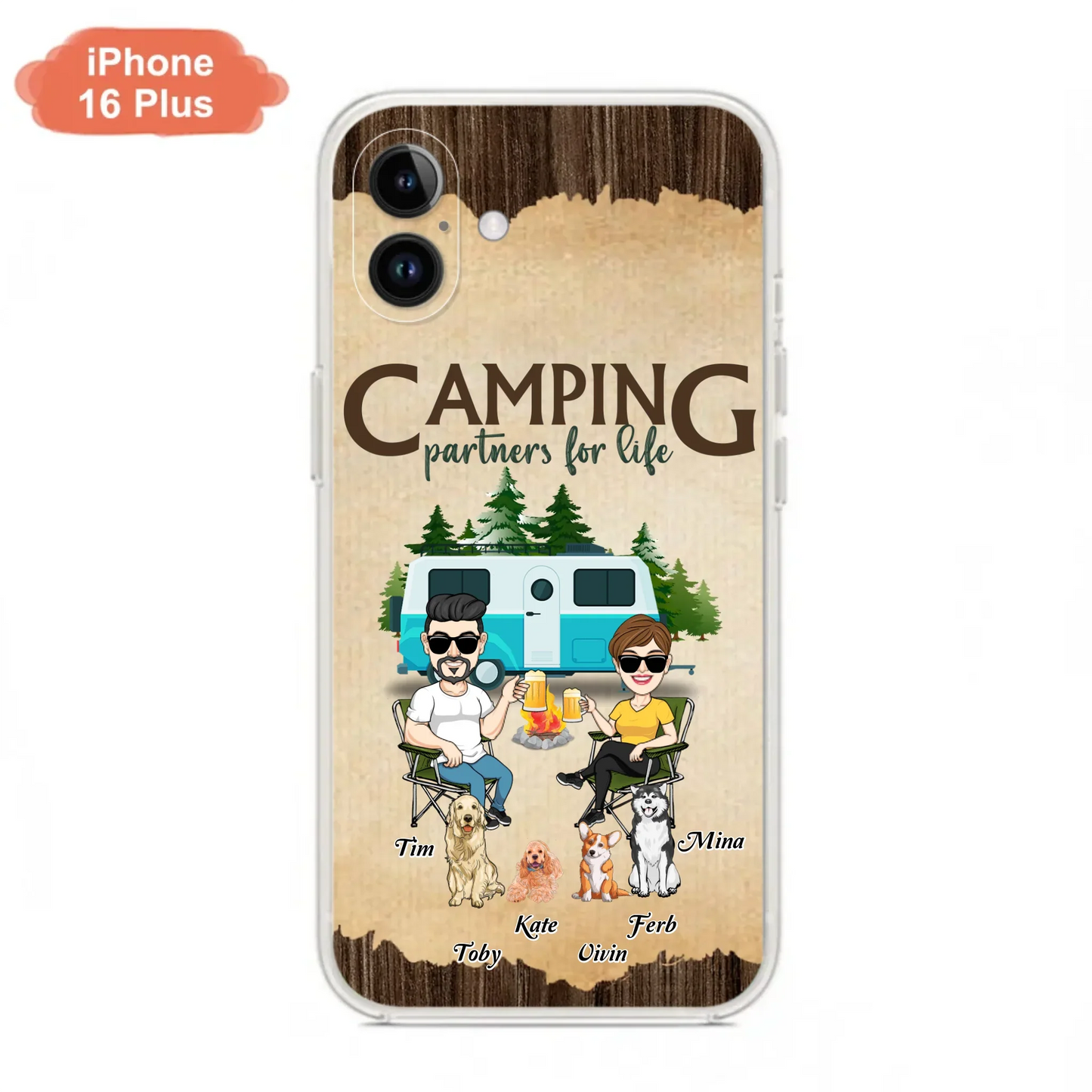 Custom Personalized Couple With Dogs Camping iPhone/ Samsung Case - Couple With Up to 4 Dogs - Gift For Couple/ Camping/ Dog Lover - Camping Partners For Life