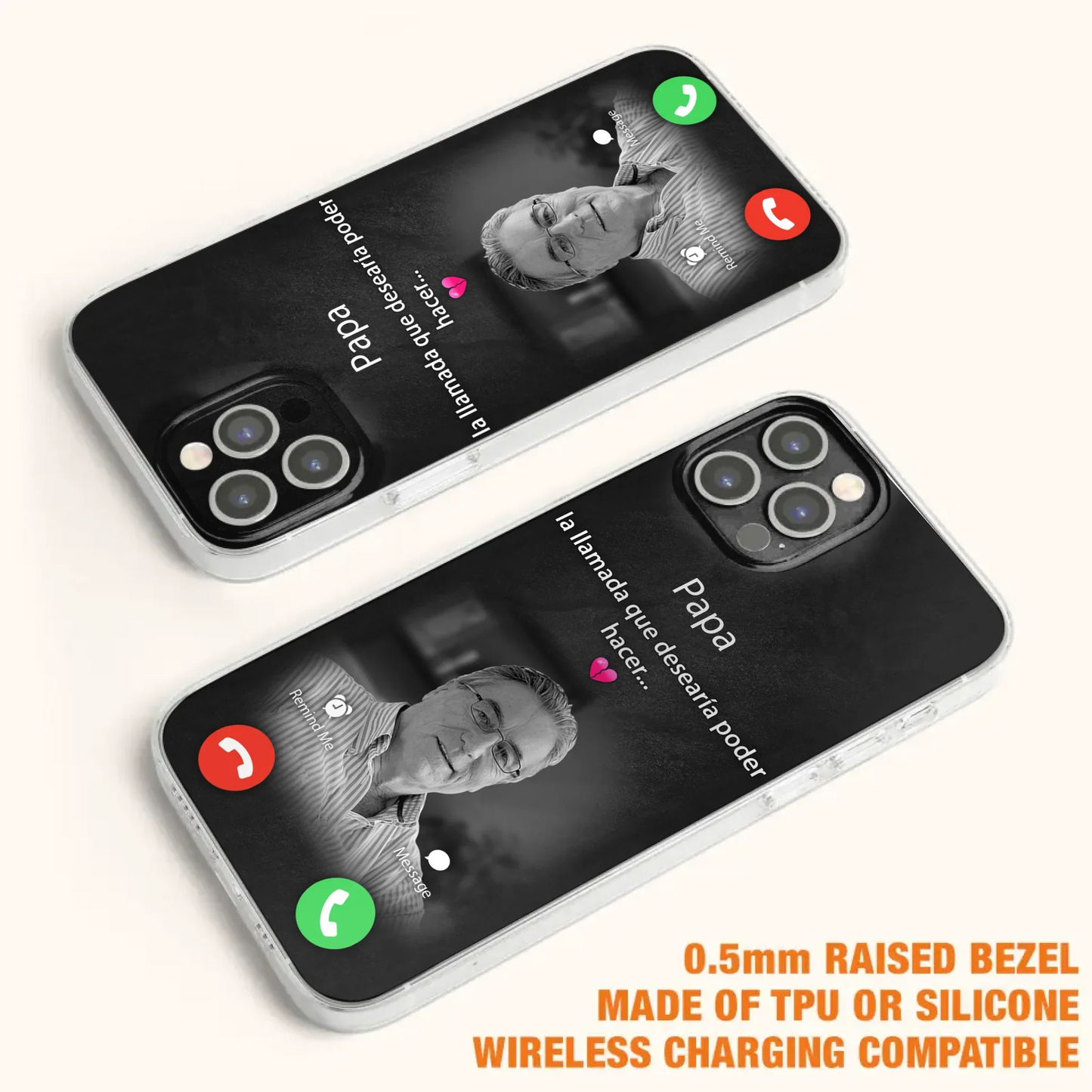 Funda personalizada para teléfono conmemorativo de papa - Cargar foto - Idea de regalo conmemorativo para mamá/papá - La llamada que desearía poder hacer - Funda para iPhone/ Samsung