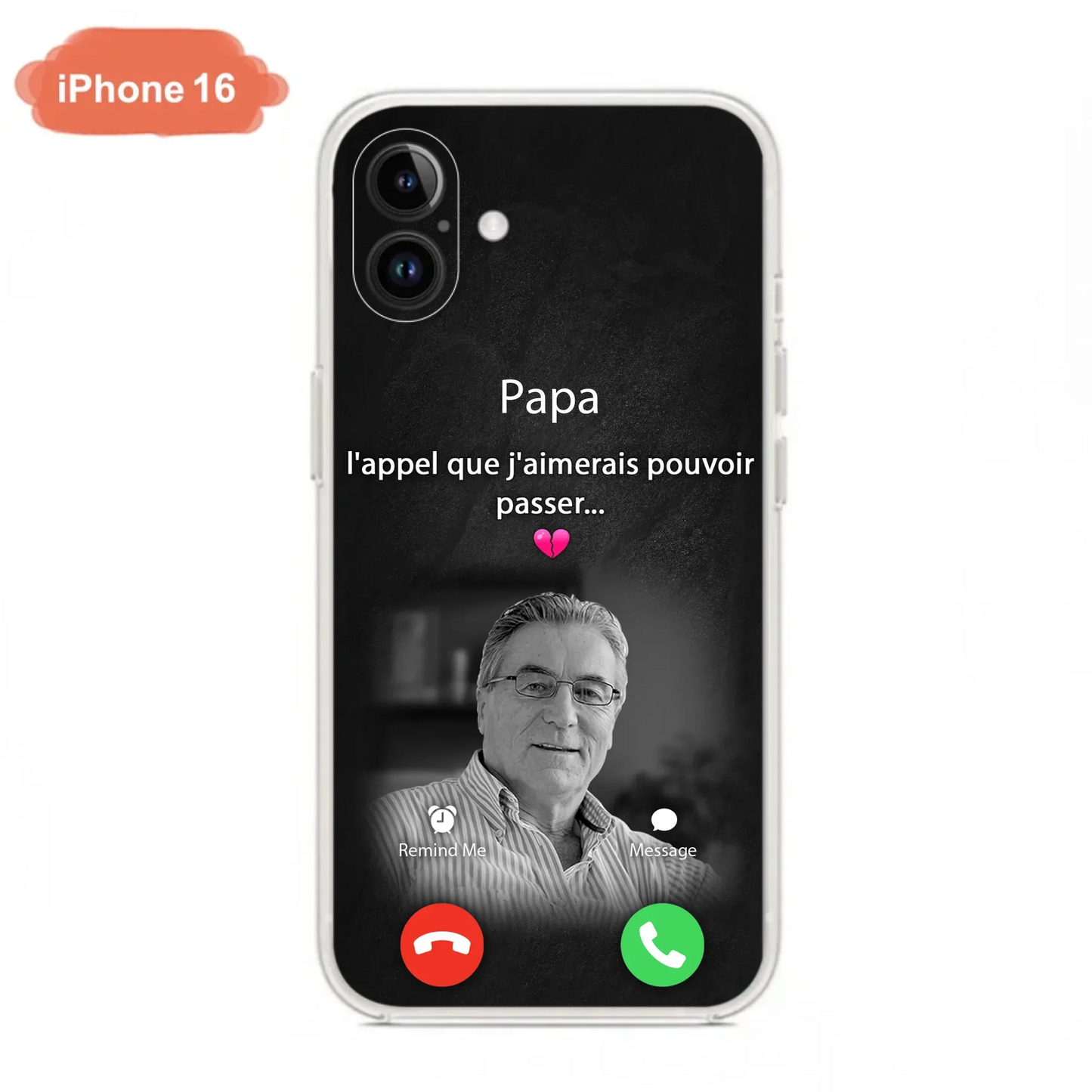 Coque de téléphone personnalisée pour papa commémoratif - Télécharger une photo - L'appel que j'aimerais pouvoir passer- Coque de téléphone pour iPhone/ Samsung