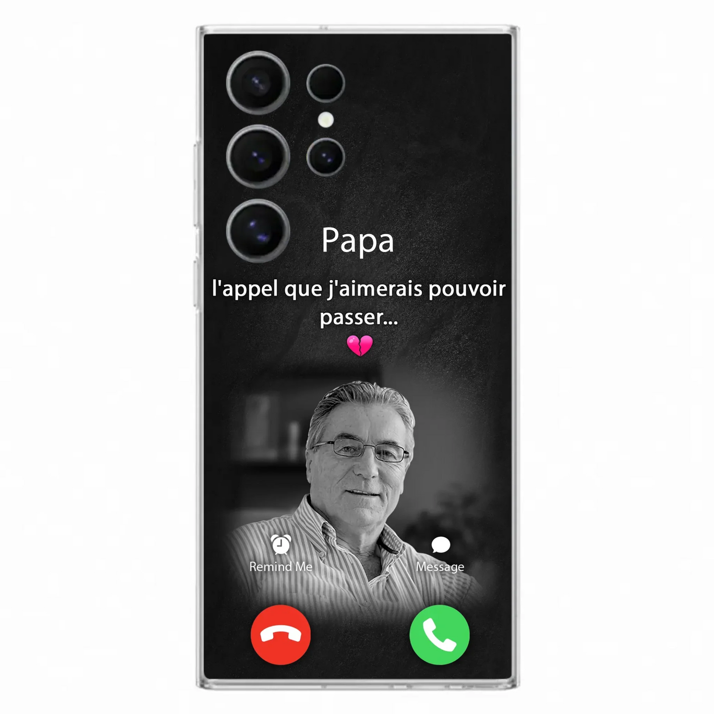 Coque de téléphone personnalisée pour papa commémoratif - Télécharger une photo - L'appel que j'aimerais pouvoir passer- Coque de téléphone pour iPhone/ Samsung