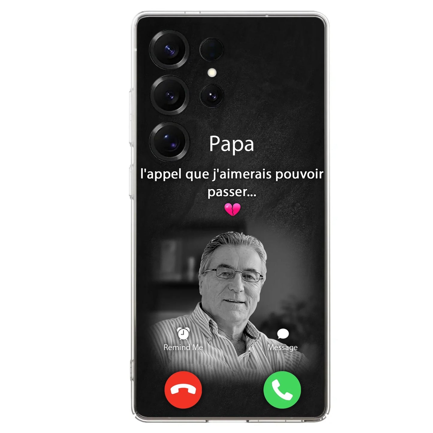 Coque de téléphone personnalisée pour papa commémoratif - Télécharger une photo - L'appel que j'aimerais pouvoir passer- Coque de téléphone pour iPhone/ Samsung