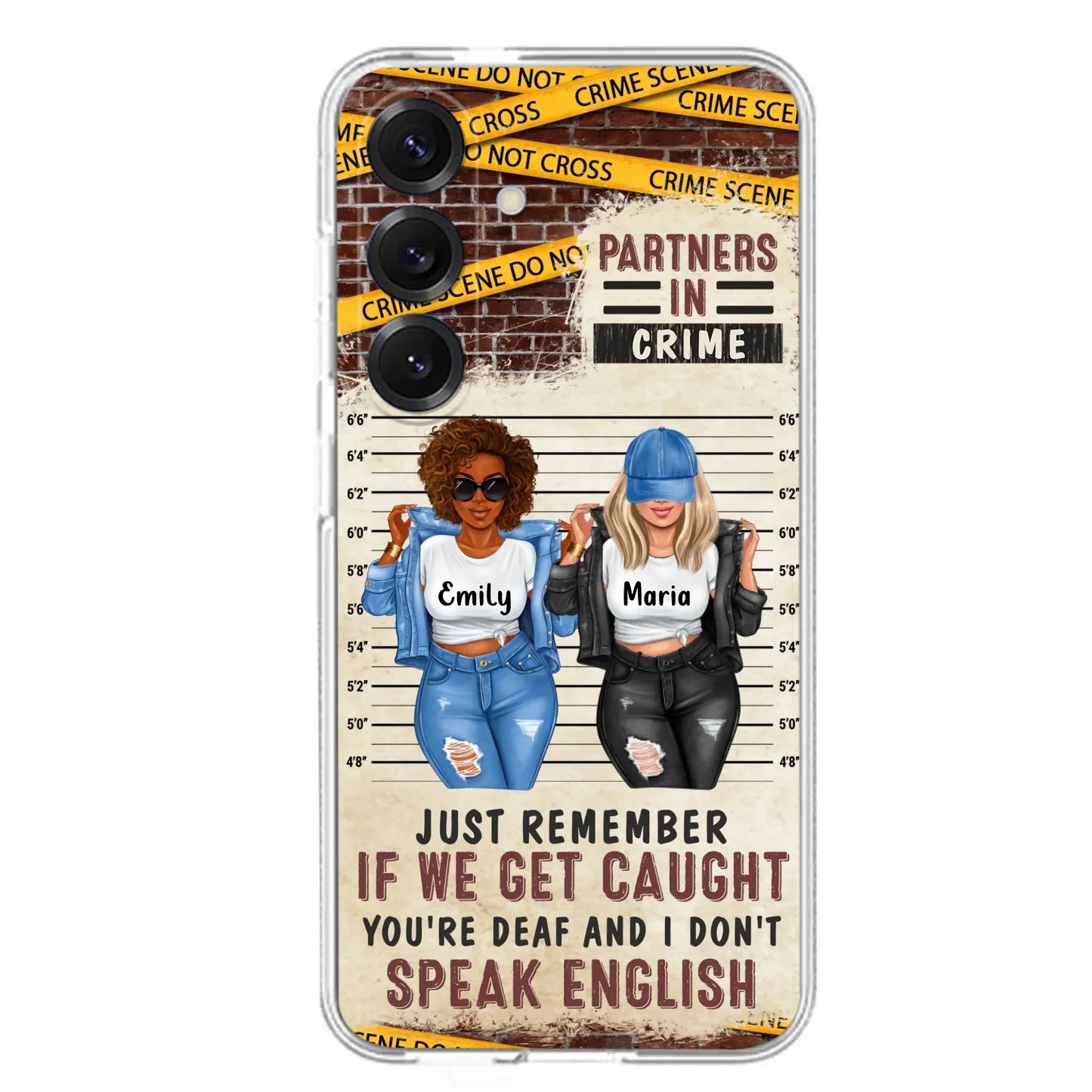 Custom Personalized Bestie Phone Case - Gift Idea For Bestie/ Sister - Upto 3 Girls - Partners In Crime - Case For iPhone And Samsung
