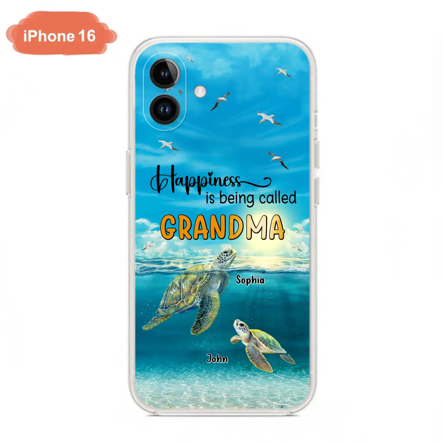 Custom Personalized Grandma Mom Turtle Phone Case - Gift Idea For Grandma - Up to 10 Kids - Happiness Is Being Called Grandma - Case For iPhone, Samsung