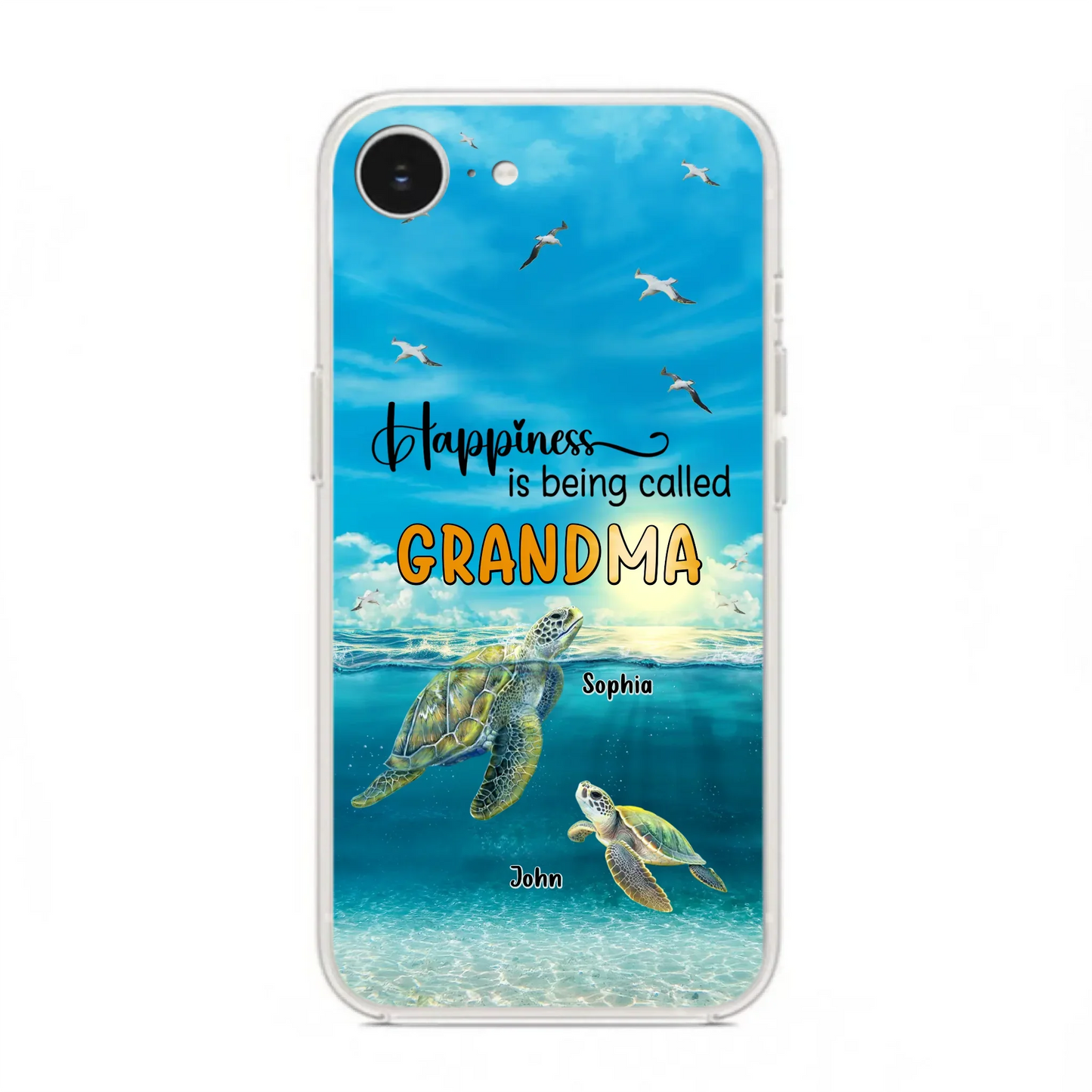 Custom Personalized Grandma Mom Turtle Phone Case - Gift Idea For Grandma - Up to 10 Kids - Happiness Is Being Called Grandma - Case For iPhone, Samsung