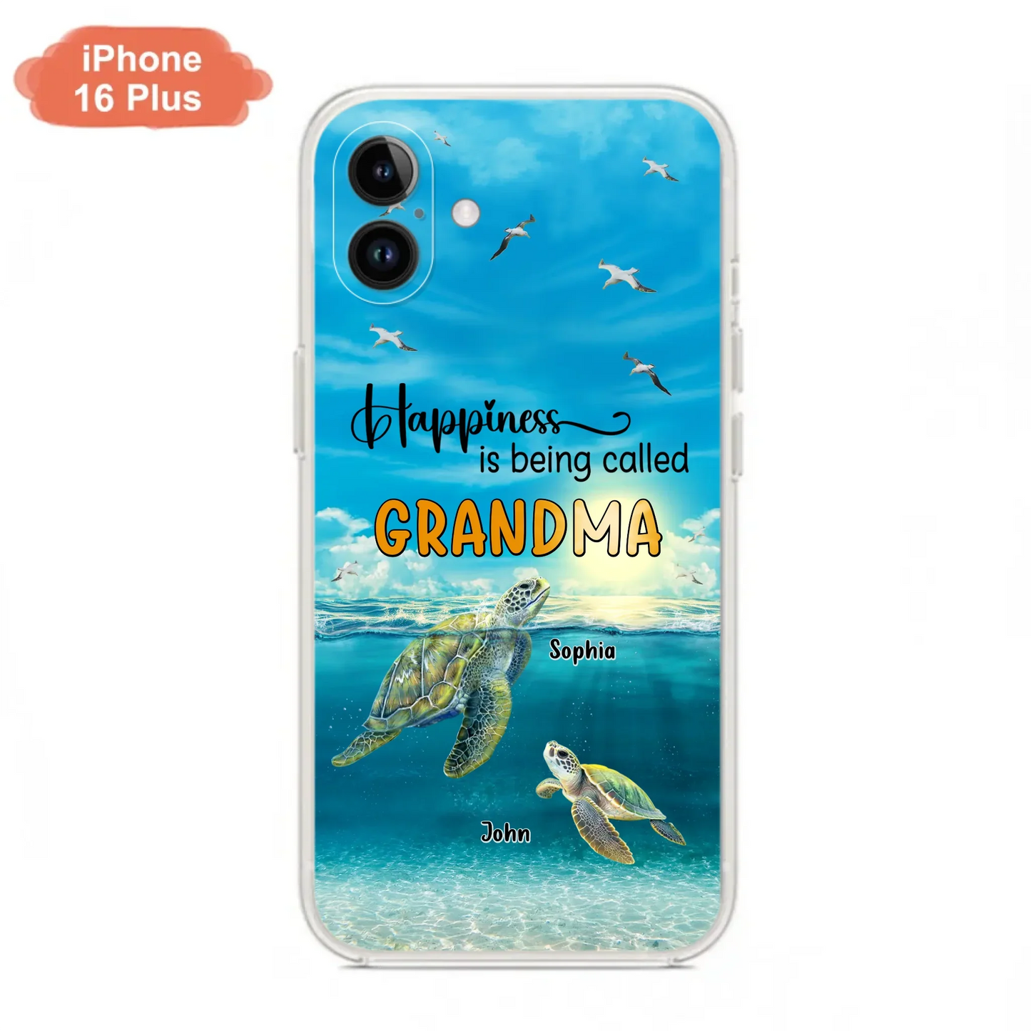 Custom Personalized Grandma Mom Turtle Phone Case - Gift Idea For Grandma - Up to 10 Kids - Happiness Is Being Called Grandma - Case For iPhone, Samsung