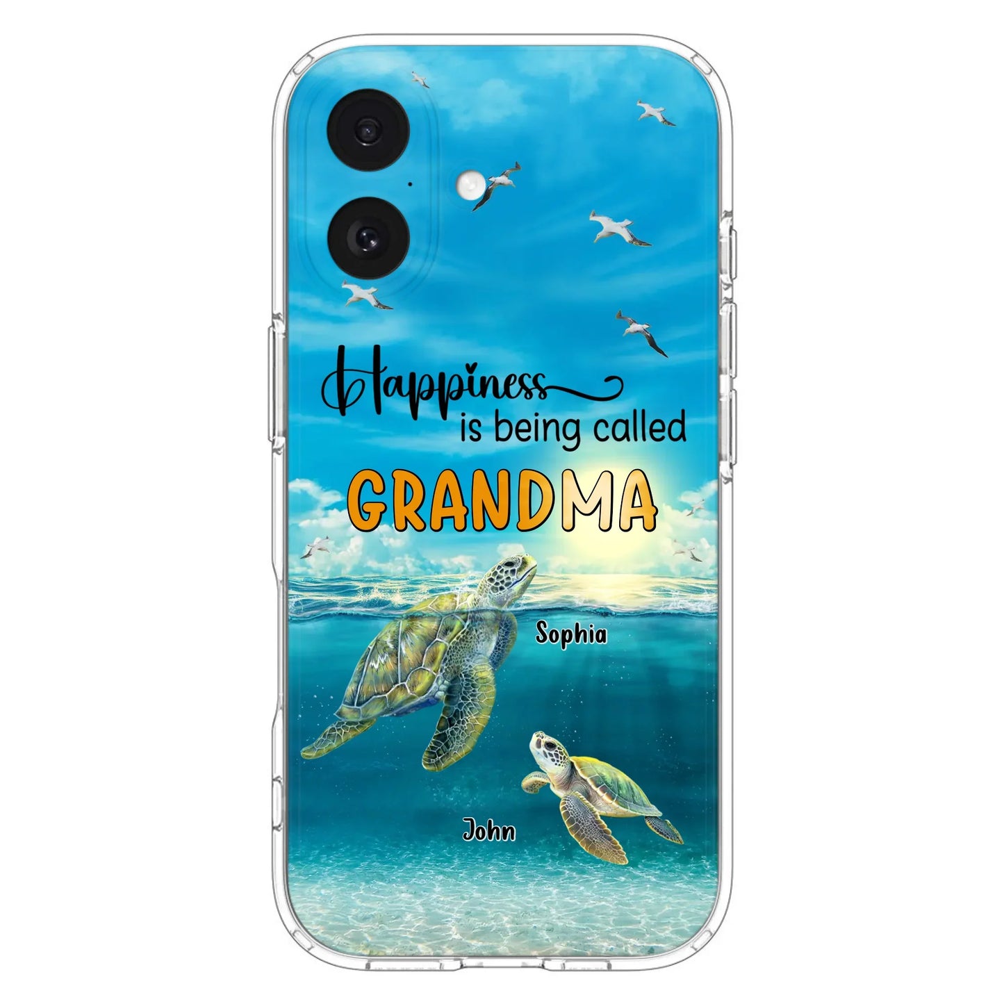 Custom Personalized Grandma Mom Turtle Phone Case - Gift Idea For Grandma - Up to 10 Kids - Happiness Is Being Called Grandma - Case For iPhone, Samsung