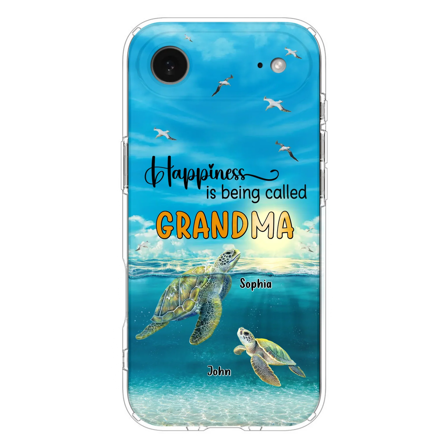 Custom Personalized Grandma Mom Turtle Phone Case - Gift Idea For Grandma - Up to 10 Kids - Happiness Is Being Called Grandma - Case For iPhone, Samsung