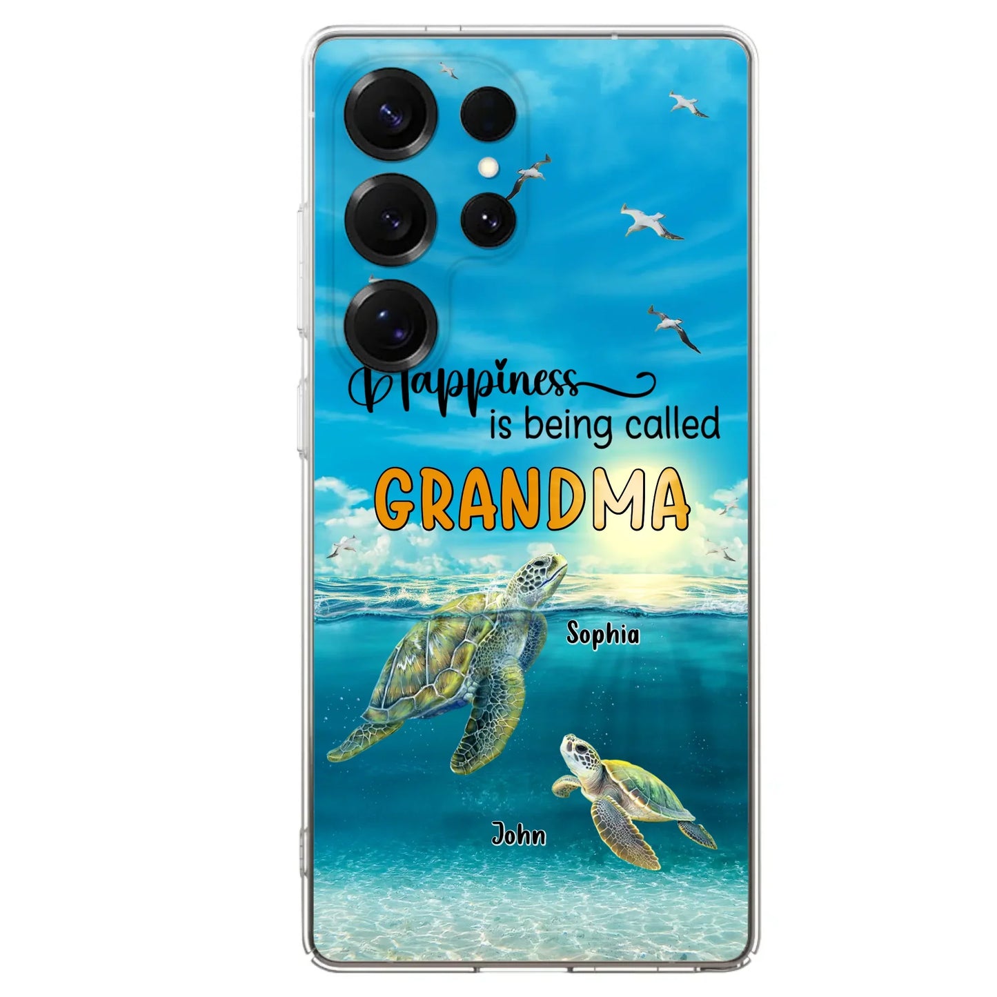 Custom Personalized Grandma Mom Turtle Phone Case - Gift Idea For Grandma - Up to 10 Kids - Happiness Is Being Called Grandma - Case For iPhone, Samsung