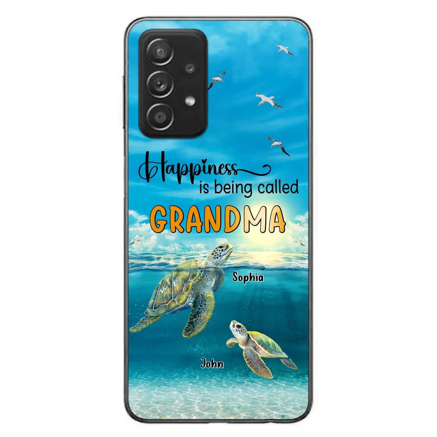 Custom Personalized Grandma Mom Turtle Phone Case - Gift Idea For Grandma - Up to 10 Kids - Happiness Is Being Called Grandma - Case For iPhone, Samsung