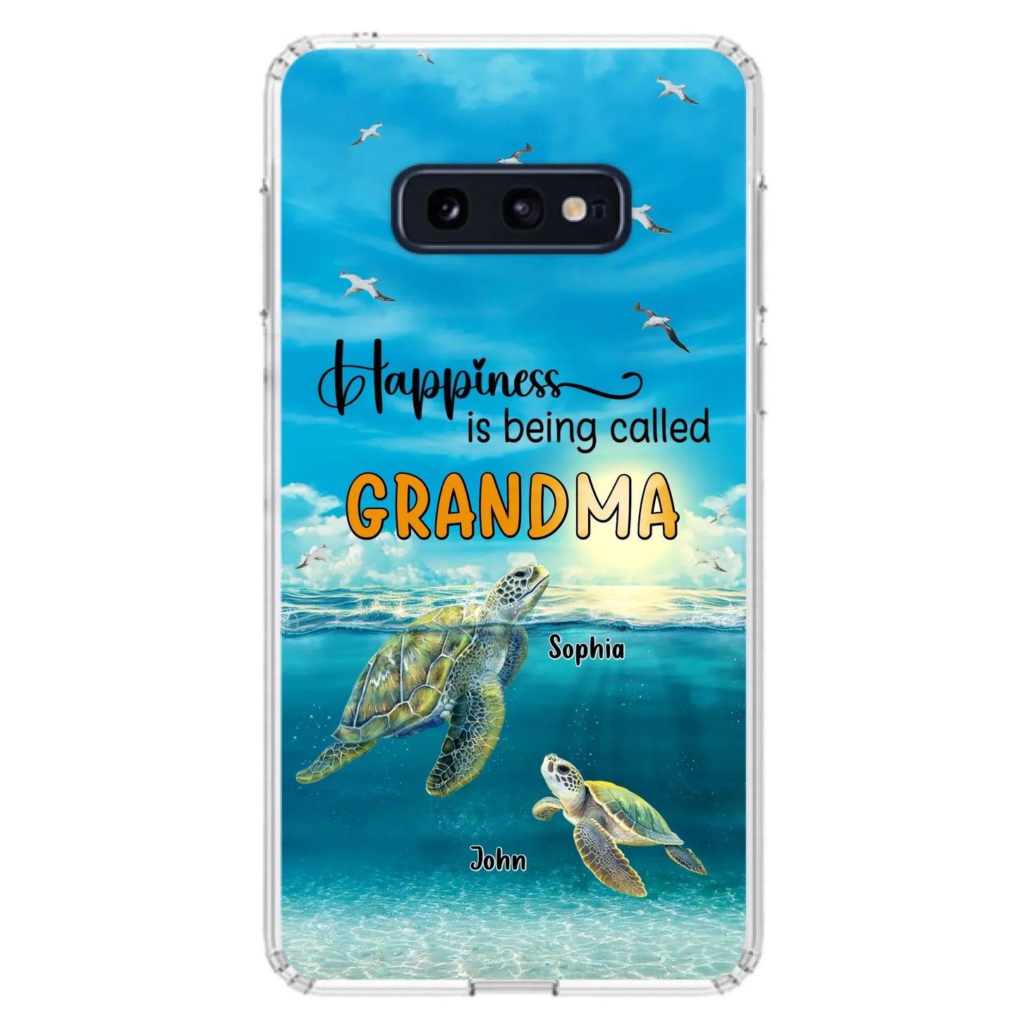 Custom Personalized Grandma Mom Turtle Phone Case - Gift Idea For Grandma - Up to 10 Kids - Happiness Is Being Called Grandma - Case For iPhone, Samsung