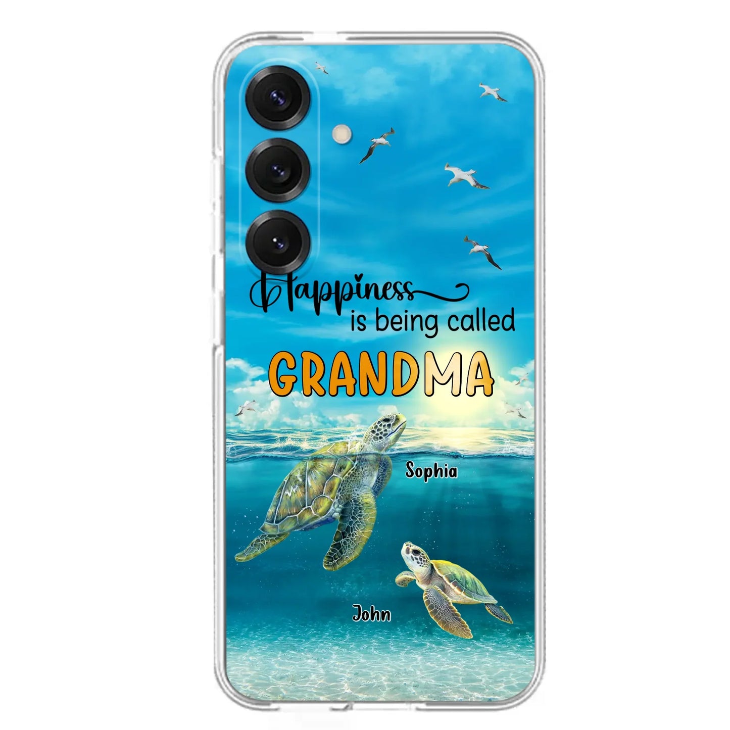 Custom Personalized Grandma Mom Turtle Phone Case - Gift Idea For Grandma - Up to 10 Kids - Happiness Is Being Called Grandma - Case For iPhone, Samsung